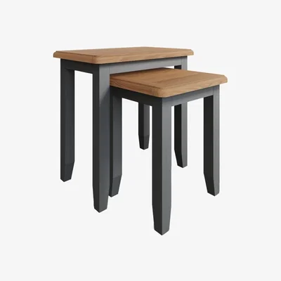 Pagazzi GA Light Oak and Grey Nest of 2 Tables