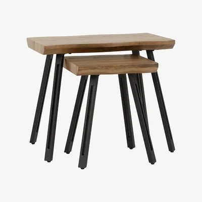 Pagazzi Quebec Wave Edge Oak Nest of Tables