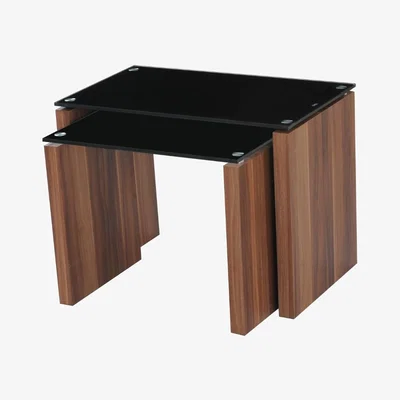 Pagazzi Atlanta Black and Walnut Nest of Tables