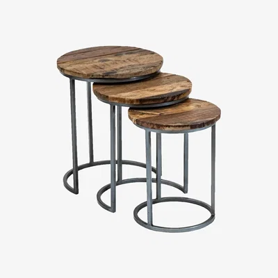 Pagazzi Round Iron & Wood Nest Tables