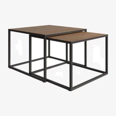 Pagazzi Square Oak Effect Wooden Nest Of Tables