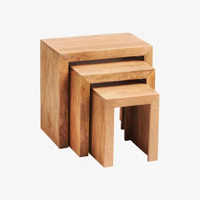The Range Toko Dakota Light Mango Wood Nest Of 3 Tables - Light Wood
