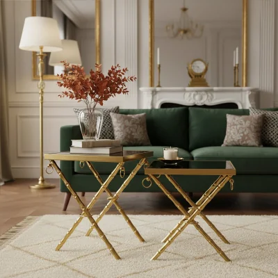The Range Arezzo Gold and Black Set Of 2 Nesting Tables - Black, Gold