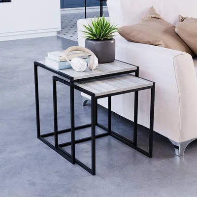 The Range Brooklyn Nest of 2 Tables - Grey