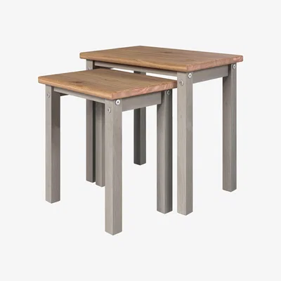 The Range Linea grey nest of 2 tables - Grey washed wax and antique wax