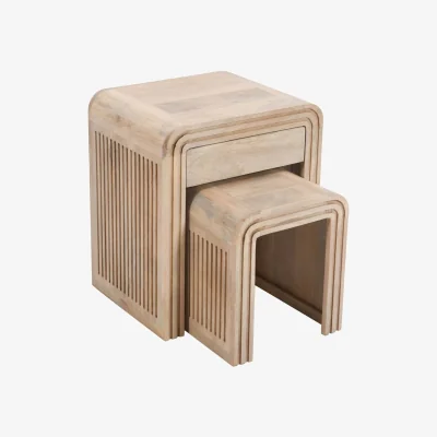 The Range Wyld Haus Arizona Mango Wood Nesting Tables Set of 2 with Drawer - Brown