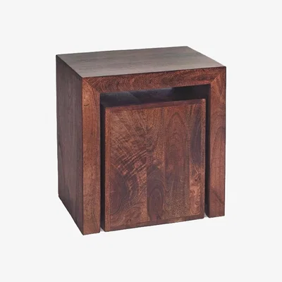 The Range Dakota Mango Cubed Nest of 2 Tables - Dark Wood