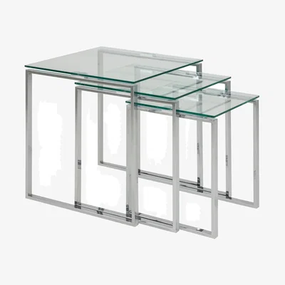 The Range Katrine Nest of Tables with Glass Top Set of 3 - Glass