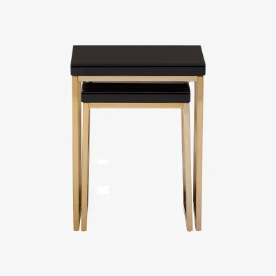 The Range Kensington Townhouse Set Of 2 Nesting Tables - Black, Gold