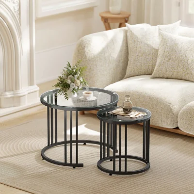 The Range HOMCOM Nest of Tables Coffee Tables Set of 2 - Black