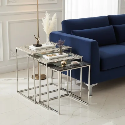 The Range Akola Set Of 3 Rectangular Nesting Tables - Silver