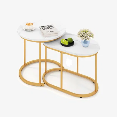 The Range Set of 2 Modern Side Tables Nesting Coffee Table - White