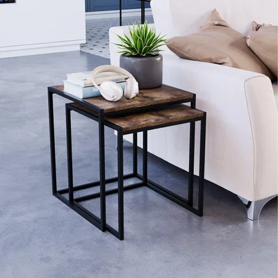 The Range Brooklyn Nest of 2 Tables - Dark Wood