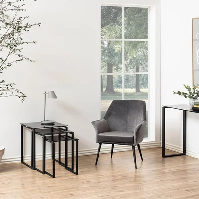 The Range Katrine Nest of Tables - Smoked Glass