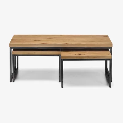 The Range Brooklyn Nesting Coffee Tables - Oak/Metal