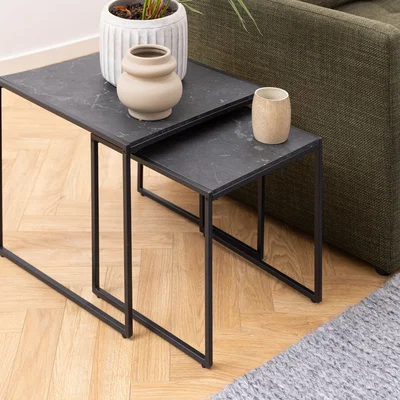 The Range Infinity Nest of Tables in Black Matt Set of 2 - Black