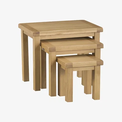 The Range Bisbrooke Country Nest of 3 Tables - Medium Oak