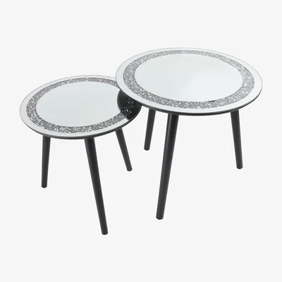 The Range Set of 2 Mirrored Crystal Side Tables