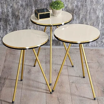 The Range Round creme Nesting tables  - Gold