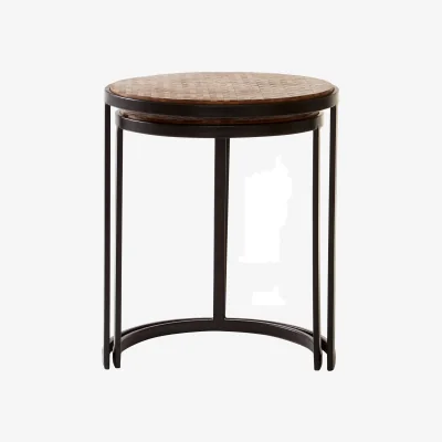 The Range Halle Set of Two Chevron Design Nesting Tables - Natural