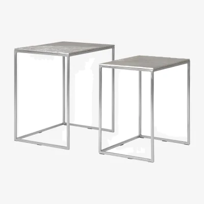 The Range Templar Set of Two Rectangular Nesting Tables - Silver