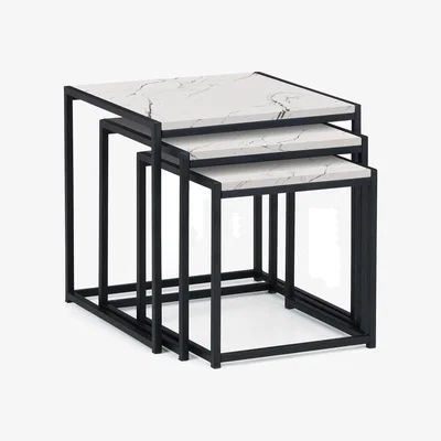 The Range Tribeca Nest Of 3 Tables - White Marble