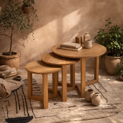 The Range Roscrea Set of 3 Matt Effect Nesting Tables - Natural