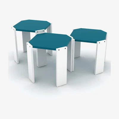 The Range Vivense Hansel 3 Set of Nesting - White and Blue - Yellow