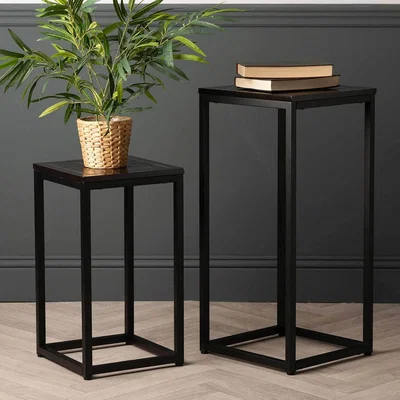 The Range Metal and Wooden Side Nesting Table - Black