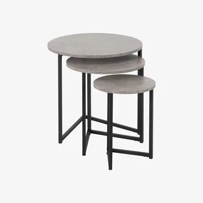 The Range Athens Round 3PC Nest Of Tables - Concrete Effect