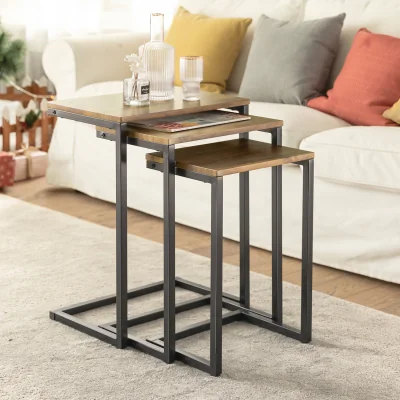 The Range Nesting Tables Set of 3 Coffee Tables Living Room Stacking Side Tables - Wood