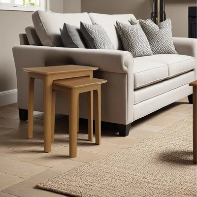 The Range FWStyle Solid Natural Oak Nest Of 2 Tables - Natural Oak