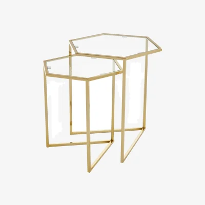 The Range Herber Set Of 2 Gold Finish Hexagon Nesting Tables - Gold