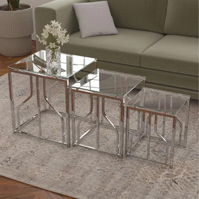 The Range Bella Glass Nest of Tables - Clear
