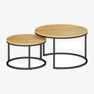 The Range Mova Set of 2 Light Natural Wood-Effect Nesting Tables