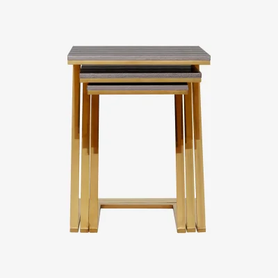 The Range Pacific Faux Snake Skin Nest Of 3 Tables - Gold