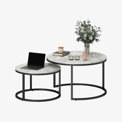 The Range 2PC Nesting Tables With Faux Marble Tabletop Furniture - Marble Grey