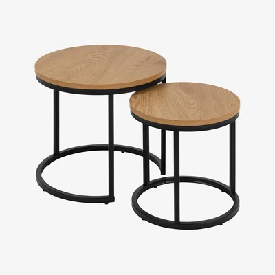 The Range Spiro Round Nest of Tables - Oak