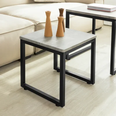 The Range Nesting Tables, Set of 2 Coffee Table Side Table End Table - Light Gray