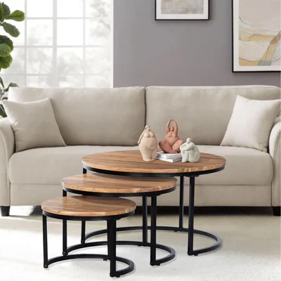 The Range Eureka Acacia Nest 3 Round Tables - Natural