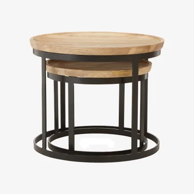 The Range Boho Set Of Two Mango Wood Nesting Tables - Black, Natural
