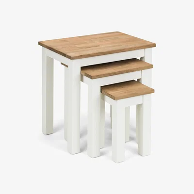 The Range Coxmoor Nest Of 3 Tables - Ivory and Oak