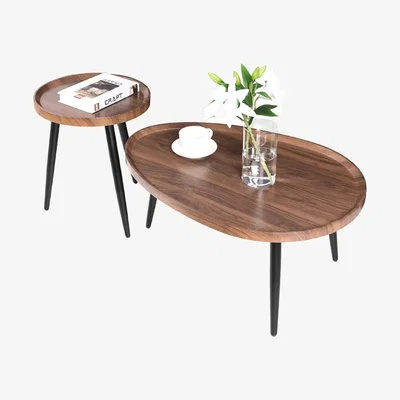 The Range 2pcs Nesting Tables Industrial Rustic Living Room Furniture - Walnut