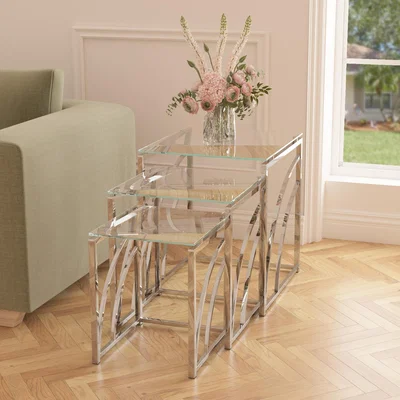 The Range Mira Glass Nest of Tables - Clear Glass