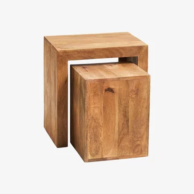 The Range Dakota Light Mango Cubed Nest of 2 Tables - Light Wood