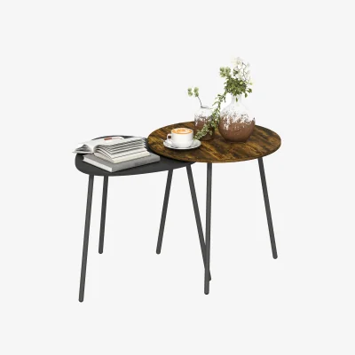 The Range HOMCOM Set of 2 Nesting Side Table for Living Room - Rustic Brown