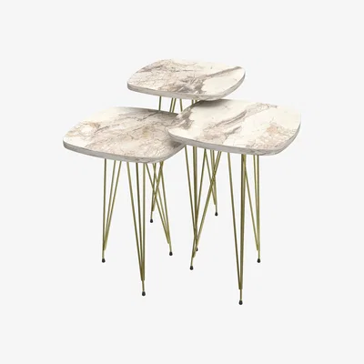 The Range SQUARE tables with gold legs - Gold White Marble - Colored