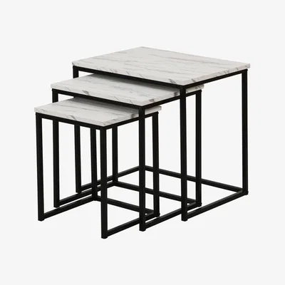 The Range Set of 3 Marble Effect Nest of Tables