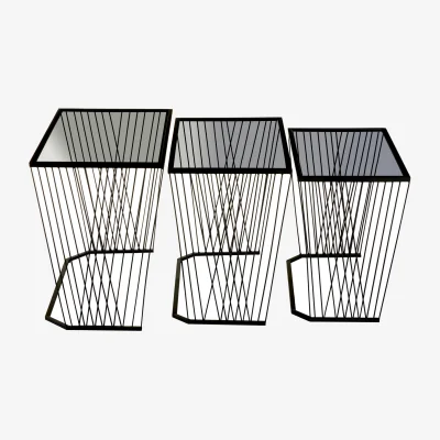 The Range Trento Black Set Of 3 Nesting Side Tables - Black