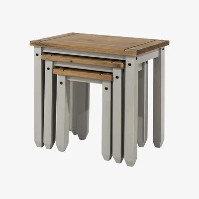 The Range Corona Grey Washed Nest of Tables - Grey wash
